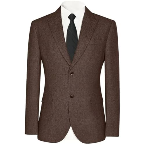 Mens Blazer Formal Vintage Tweed Suit Jacket Herringbone Wool Blend 2 Button Lapel Sports Coats
