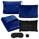 Lonxio 3 in 1 Reisedecke Ultraleicht und warm für Flugzeug und Auto - Tragbares...