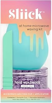 Sliick At Home Waxing Kit for Women – Acai Berry Scent, Hard Wax Kit for Hair Removal, Microwave Melting Cup, Applicator & Beads, At Home Wax Set