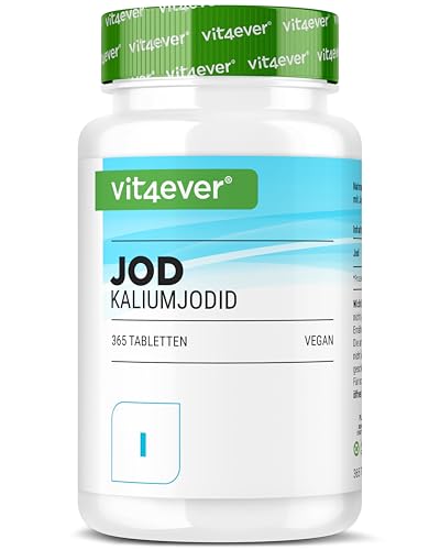 vit4ever Yodo 400 µg - 365 Comprimidos de Yoduro de Potasio - Yoduro de Potasio para 1 Año - Alta Biodisponibilidad - Sin Aditivos innecesarios - Alta Dosificación - Vegano