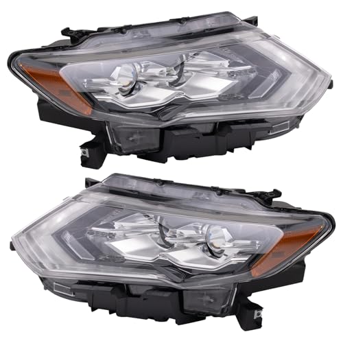 Image of TRQ 2 Piece Headlight Assembly Set LED Driver & Passenger Side Compatible with Nissan Rogue 2019-2020 NI2502272 NI2503272 260106FL7A 260606FL7A