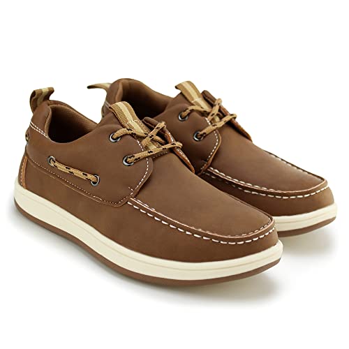 Hawkwell Kids Boys Loafer Casual School Flat Boat Shoes(Toddler/Little Kid), Tan Pu, 13 M Us #TOP5