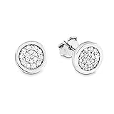 s.Oliver Ohrstecker 925 Sterling Silber Damen Ohrschmuck, mit Zirkonia synth, 0,8 cm, Silber, Kommt in Schmuck Geschenk Box, 9079155