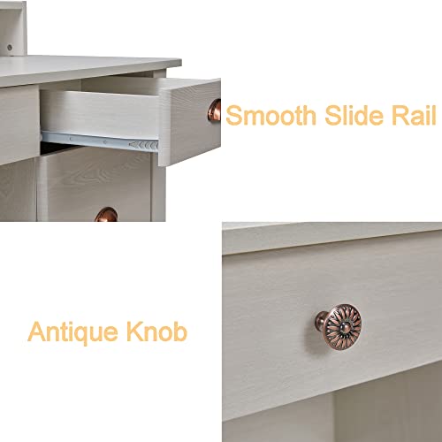 ITUSUT Computer Desk with Drawers and USB Charging Port, Home Office Desk with Hutch and File Drawer, Writing Study Table Executive Desk PC Desk Workstation for Bedroom, Oak White - Thumbnail 7