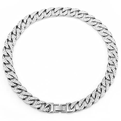 Idrupace Miami Mens Cuban Link Chain Silver Gold Plated Bling Cuban Necklace Diamond Chain For Men 13Mm Iced Out Chain Hip Hop Jewelry (Silver Chain+ King Pendant, 18.0 Inches) #TOP4