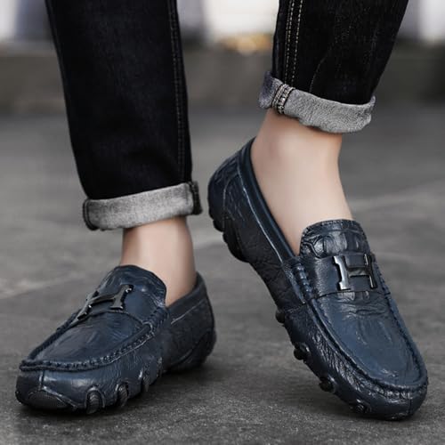 Mens Genuine Cowhide Loafers Slip - Ons, Casual Driving Flat Walking Octopus - Styled Moccasin, Business Boat Shoes, Fashion Slipper, Available in Sizes 6-132