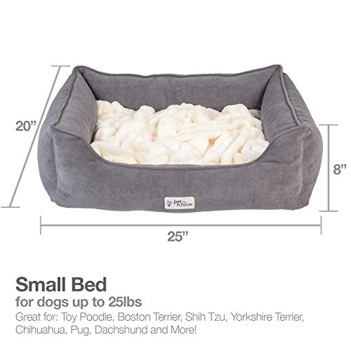 Petfusion Calming Cuddler Dog Bed & Cat Bed | Anti-Anxiety Dog Bed For Small Dogs, Cats | Loose Blanket Promotes Burrowing (Dogs) & Kneading (Cats) | Certipur-Us Memory Foam | 1 Year Warr #TOP4