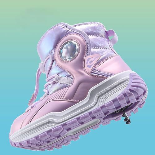 Girls Snow Boots Resistant Outdoor Warm Ankle Winter Shoes Toddler/Little Kid Snow Boots For Boys Size 4.5 Big Kid3