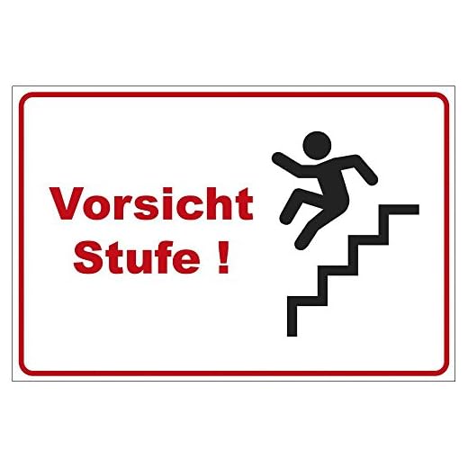 Schild Vorsicht Stufe 2 ! aus Alu/Dibond 200x140 mm - 3 mm stark