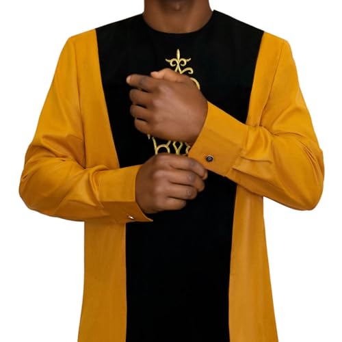 African Suits for Men Velvet Patchwork Dashiki Shirt Pant 2 Piece Outfits Casual Attire Nigerian Clothes 5