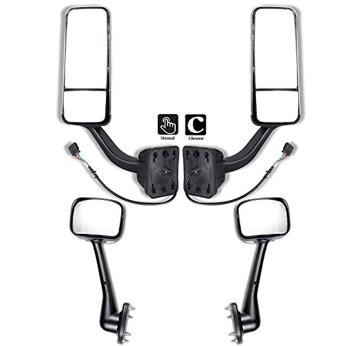 Scitoo Towing Mirrors Driver And Passenger Lh Rh Side Automotive Exterior Mirrors 4Pcs Manual And Power Heated Truck Chrome Rear View Mirrors Pair Oem For Freightliner Cascadia 2008-2016 #TOP21