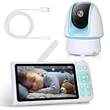 Folgtek Video Baby Monitor Viewer with 1080P Camera 3000Ft Receiver Distance Surveillance Camera Set with 5" Screen Smart Sensor 2-Way-Audio for Baby Pet etc, No App No WiFi (Blue)