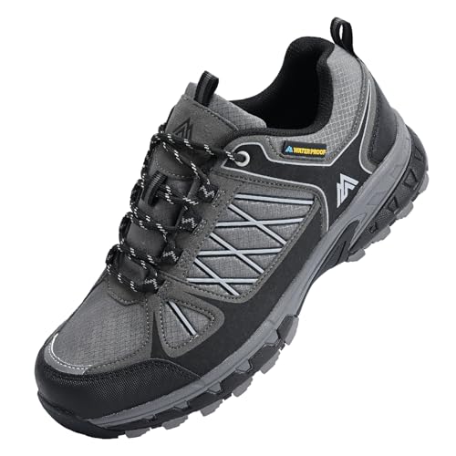 Image of Queday Mens Waterproof Lightweight Hiking Shoes | Breathable, Anti-slip Rubber outsole, Cushioned EVA midsoles, Ideal for daily trail, camping, and climbing