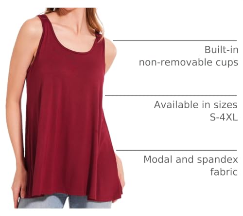Image of Rosyline Tank Top for Women with Built in Bra Flowy Swing Undershirt Tank Tops S-4XL