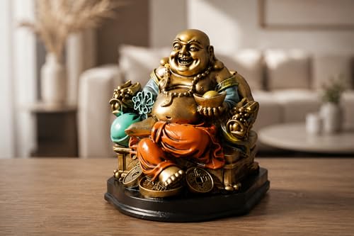 Image of HindCraft Laughing Buddha Showpiece for Home Decor | Feng Shui Buddha Statue for Wealth, Prosperity, Good Luck & Office Table Decoration