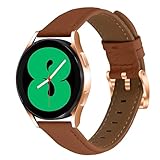 Cinturino in pelle da 20 mm, compatibile con Samsung Galaxy Watch 7, 6, 5, 4, 40 mm, 44 mm, fibbia in oro rosa, cinturino casual per Samsung Galaxy Watch 6 4 Classic 42 mm, 46 mm, 43 mm, 47 mm, donne