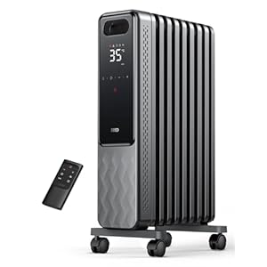 Dreo Olieradiator, energiebesparend, 2000 W, mobiele elektrische verwarming, 9 ribben met afstandsbediening, 3 warmtestanden, 4 modi, 24-uurs timer, oververhittingsbeveiliging, kantelbeveiliging,