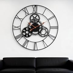 AMAATE Steampunk Wall Clock 36 Inch, Industrial Metal Gears with Roman Numerals, Retro Distressed photo AMAATE Steampunk Wall Clock 36 Inch, Industrial Metal Gears with Roman Numerals, Retro Distressed