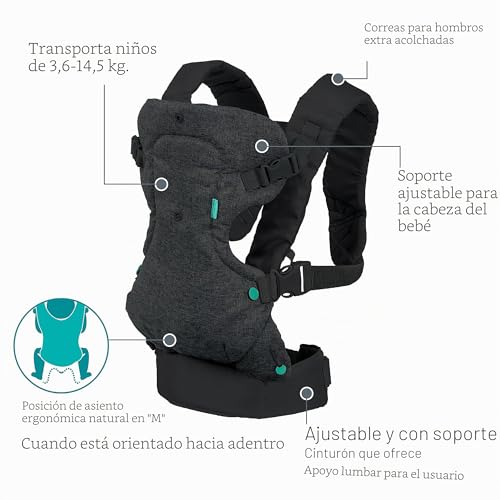 Miniatura 5 de Infantino - Mochila Portabebés Flip Advanced 4 In 1 Con Babero - Ergonómica - Convertible - Cara Hacia Dentro Y Hacia Fuera - Delantera Y Trasera - Portabebe Para Bebe Entre 3,6-14,5 Kg