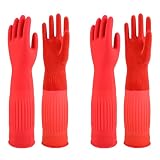North Tower Rubber Gloves Kitchen Cleaning For Washing Dishing Kithchen, warmming Heat Resistant Dishwashing Gloves,18',2 Pairs Medium