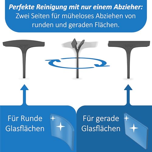 DuoSwipe - Der Duale Duschabzieher für Rundduschen, Silikon Duschwischer für Dusche, Bad, Fliesen, Spiegel, glatte Oberflächen, Runde Dusche, Fensterabzieher, Badezimmerwischer, mit massivem Stahlkern