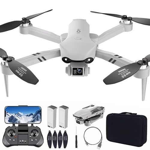 Drones with 2K HD Camera for Adults, GPS RC Drone Brushless Motor, 5G Wi-Fi Transmission, Smart FPV Foldable Quadcopter for Beginners, Auto Return, Follow Me, Waypoints, 30 Mins Flight Time