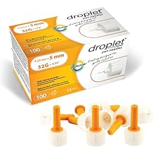 Droplet Pen Needles, 32G 5mm, Diabetic Needles for Insulin Injections, 100ct Box, Compatible with Most Pen Injectors