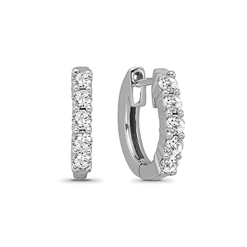 10K White Gold Diamond Hoop Earrings (1/5 Cttw, I-J Color, I2 Clarity) #TOP1