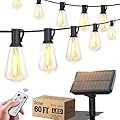 Stright 60FT Solar String Lights Outdoor Weatherproof with Remote, Solar Powered LED Edison Bulb 15 Sockets Outdoor String Lights for Outside Patio Backyard Fence Halloween Christmas Decorations
