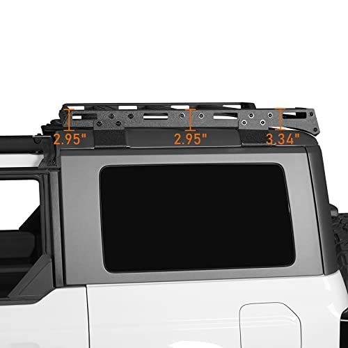 Image of Hooke Road Bronco Half Short Roof Rack Rear Cargo Basket Crossbar for 2021-2026 Ford Bronco 4 Door Hardtop (Exclude Bronco Sport)