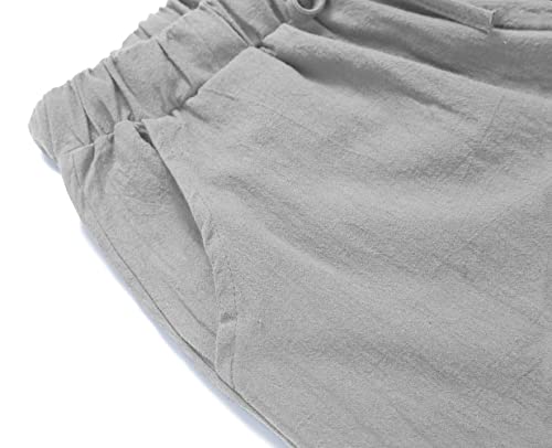 Image of CHARTOU Women's Summer Drawstring Waist Wide Leg Loose Cotton Linen Palazzo Pants