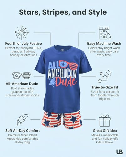 Image of Boys 2pc Shorts Set Outfit Short Sleeve Shirt with Bold Applique Print and Shorts