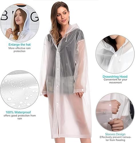 Image of Raincoat 2 Pack Rain Ponchos for men women Adults, Reusable Portable rain coat with Hood