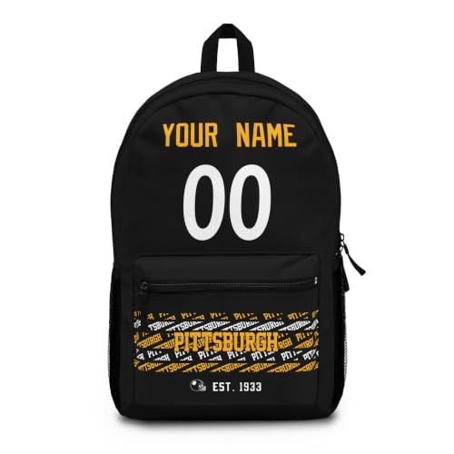 Image of Pittsburgh School Backpack Custom Gifts for Boys Girls Teens | Custom Name and Number Personalized Bookbag