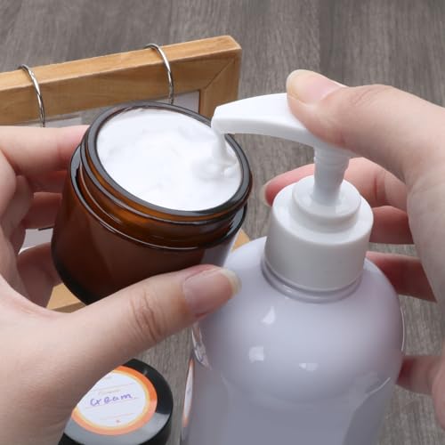 2oz Small Travel Containers with Black Lids,6 Pack Amber Glass Jars with Mini Disposable Spatula for Toiletries，Travel Storage，Makeup Beauty Products, Lotions, Powders and Ointments3