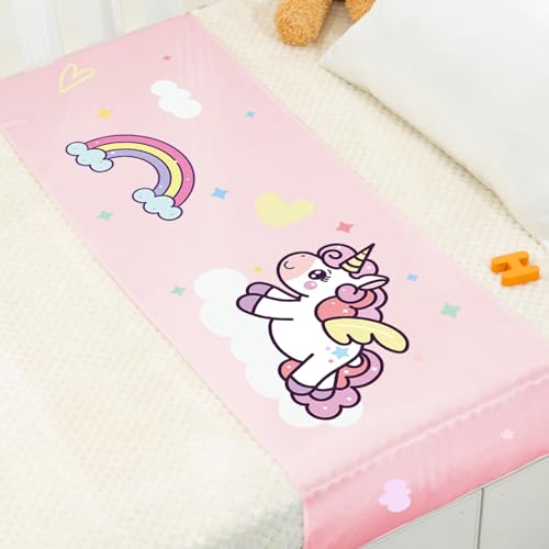 Image of PROMEED 100% Mulberry Silk Crib Sleeve for Baby Hair Loss Prevention, Premium 23 Momme Natural Silk Bassinet Slip for Bassinets /Cradles /Cots /Cribs (Pink Unicorn)