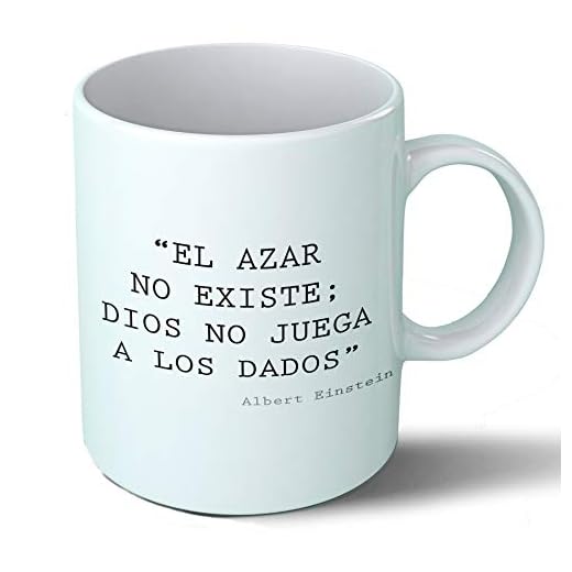 Planetacase Taza Desayuno Frases filosóficas El Azar no Existe… Albert Einstein Citas célebres Ceramica 330 ML