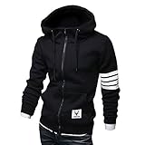 ZUEVI Men's Casual Striped Drawstring Hooded and Zipper Closure Hoodies