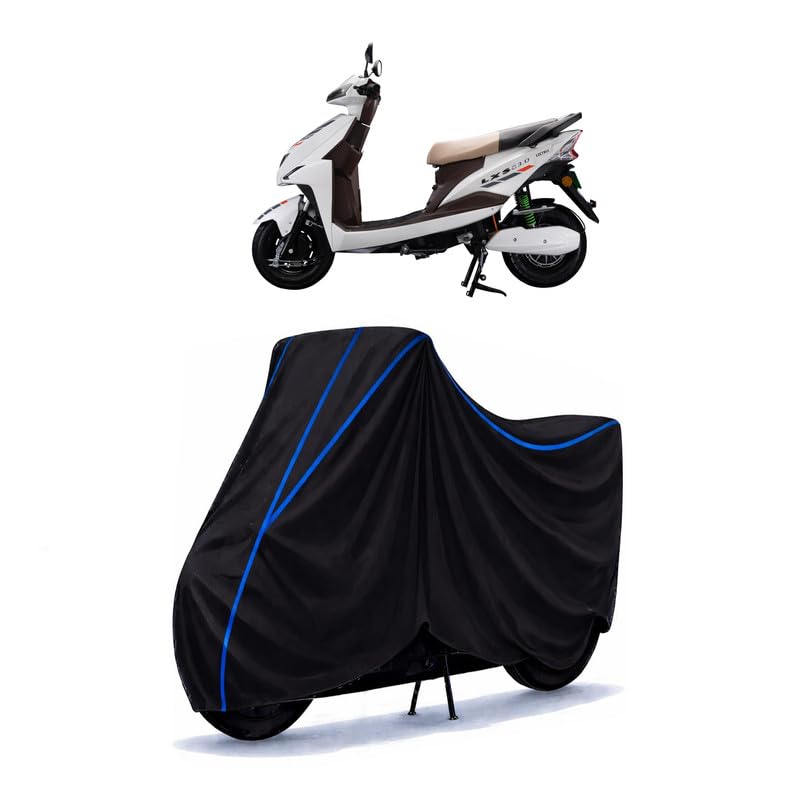 Image of Scooty Cover Water Resistant for Lectrix Ev LXS Electric | Universal Scooter & Bike Cover | Heavy Duty UV Dust, Rain & Scratch Protection Weather Indoor Outdoor | Black with Blue Piping