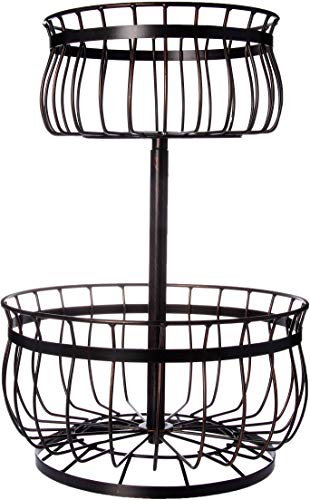 Inspired Living by Mesa Baboosh fruit-bowls, 2-Tier Basket, ANTIQUE BLACK