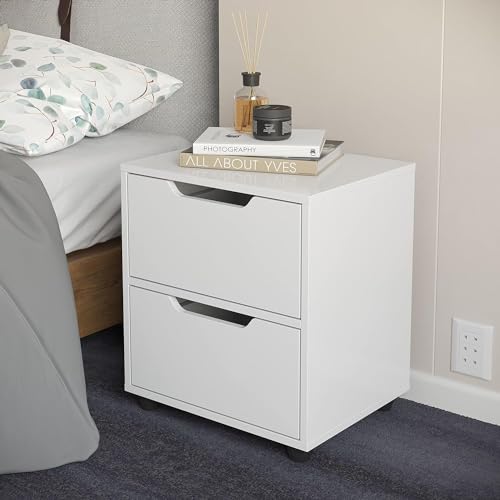 Mesa De Cabeceira Retrô Lateral Cama Quarto Prime 2 Gavetas Com Prateleira (Branco)