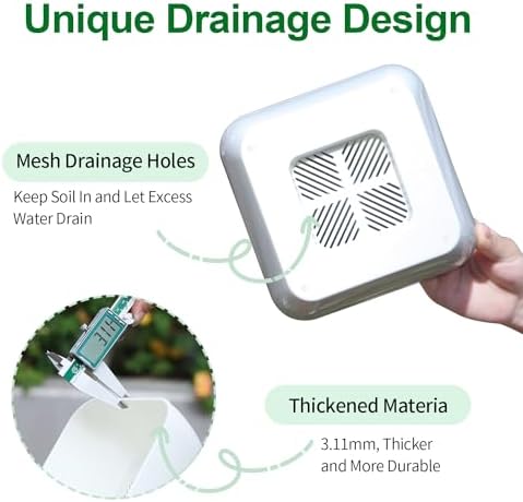 Succulent Pots 6 Inch Shallow Herb Planters with Drainage Hole - 8 Packs Cactus Planter for Home Office Garden Plants Pot Present - Plants Not Included (Off White)