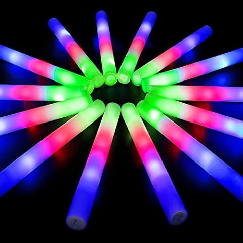 LUDILO Foam Glow Sticks Bulk 36Pcs Glow Sticks Party Pack LED Foam Sticks with 3 Modes Colorful Flashing Glow Party Supplies Light Up Foam Sticks for Wedding Concert Birthday Halloween Party Favors Cover