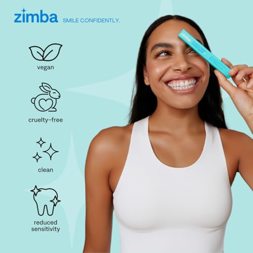 zimba travel teeth whitening pen - effective travel-friendly and easy to use gel whitening pen - stain remover and teeth whitener for coffee wine soda and other stains 1 pack