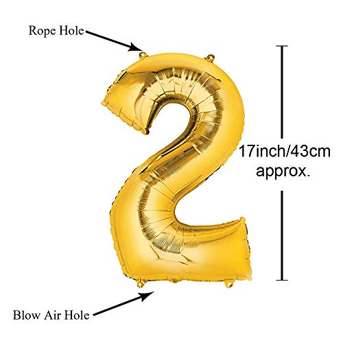 Image of AMFIN 17 inch 2 Number Foil Balloon, Birthday Decoration Items [Helium Supported] - Gold