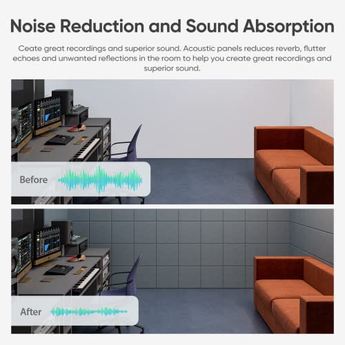 Berlai 15 Pack Acoustic Panels Self Adhesive Sound Proof Foam Panels, 12X12X0.4" High Density Sound Absorbing Panels, Square Acoustic Tiles For Recording Studio Home Theater Office Room(Premium Grey) #TOP2