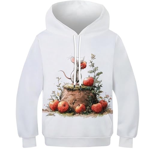 Sweat-shirt avec poche et imprimé pommes 3D pour ados de 8 à 10 ans