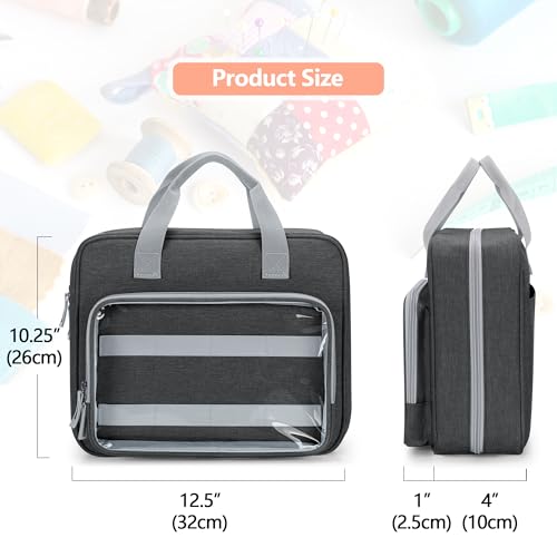 Image of LUXJA Sewing Storage Organizer with Folio Open Design, Sewing Organizer Bag with Versatile Pockets for Sewing Kits, Gray