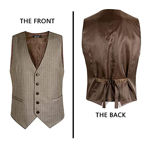 Image of Alizeal Mens Pinstripe Business Vest Formal Fit