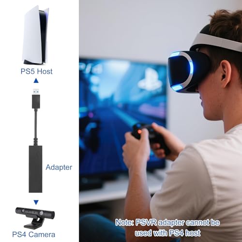 Hemlosk PS5 VR Cable Adaptador para Cámara, PS4 V1 V2 Adaptador para PSVR, Cable Convertidor PlayStation 5 para Uso de PlayStation VR PS, Compatible con Consolas PS5, Negro - imagen 4